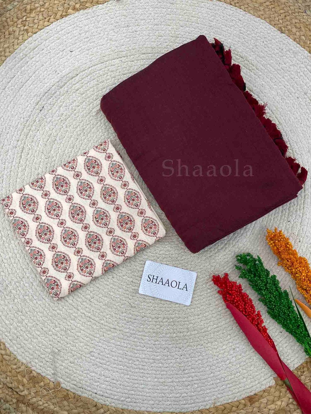 Maroon Handloom Cotton Saree With Designer Blouse