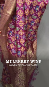Mulberry Wine Woven Patola Silk Saree