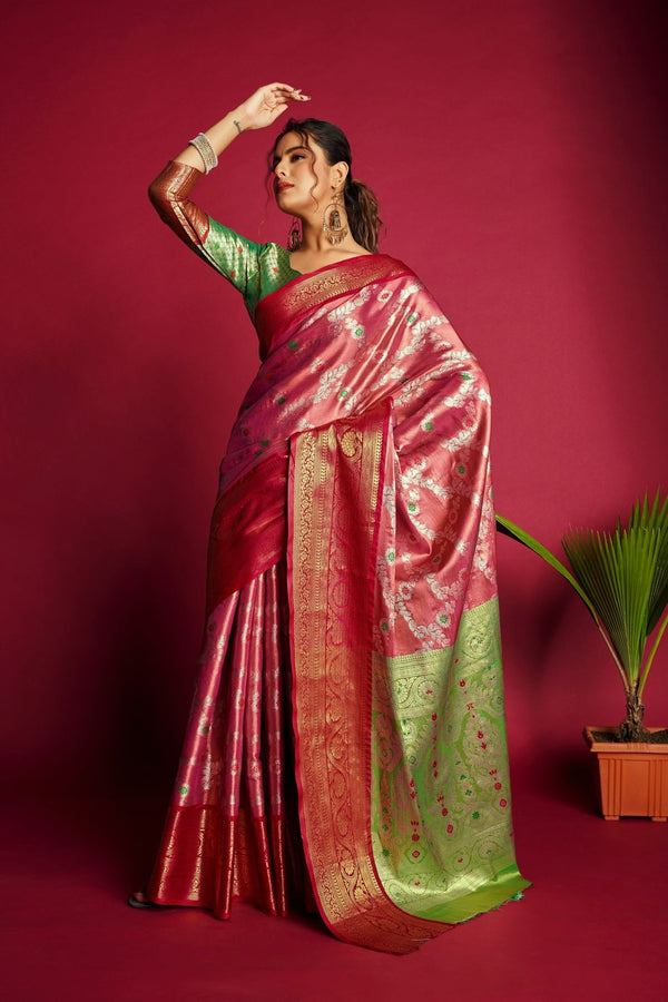 Red Woven Kanjivaram Silk Saree