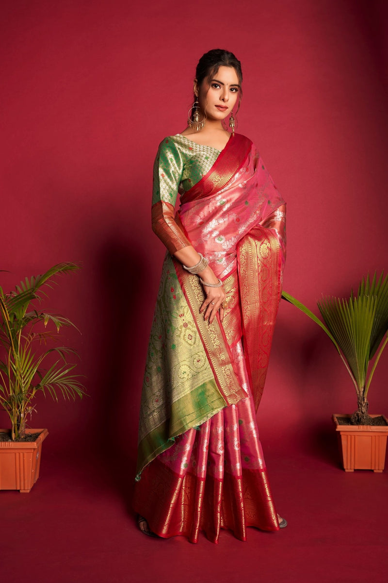 Red Woven Kanjivaram Silk Saree