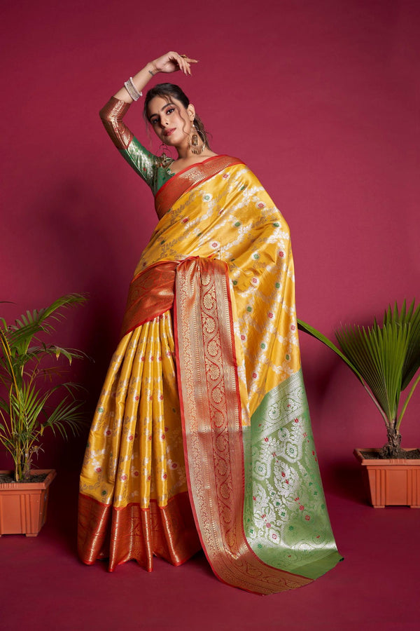 Yellow Woven Kanjivaram Silk Saree