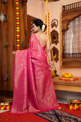 Ruby Pink Kanjivaram Silk Saree
