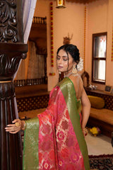 Thulian Pink Kanjivaram Organza Saree