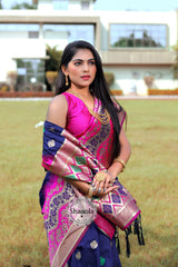 Royal Blue Soft Silk Paithani Saree