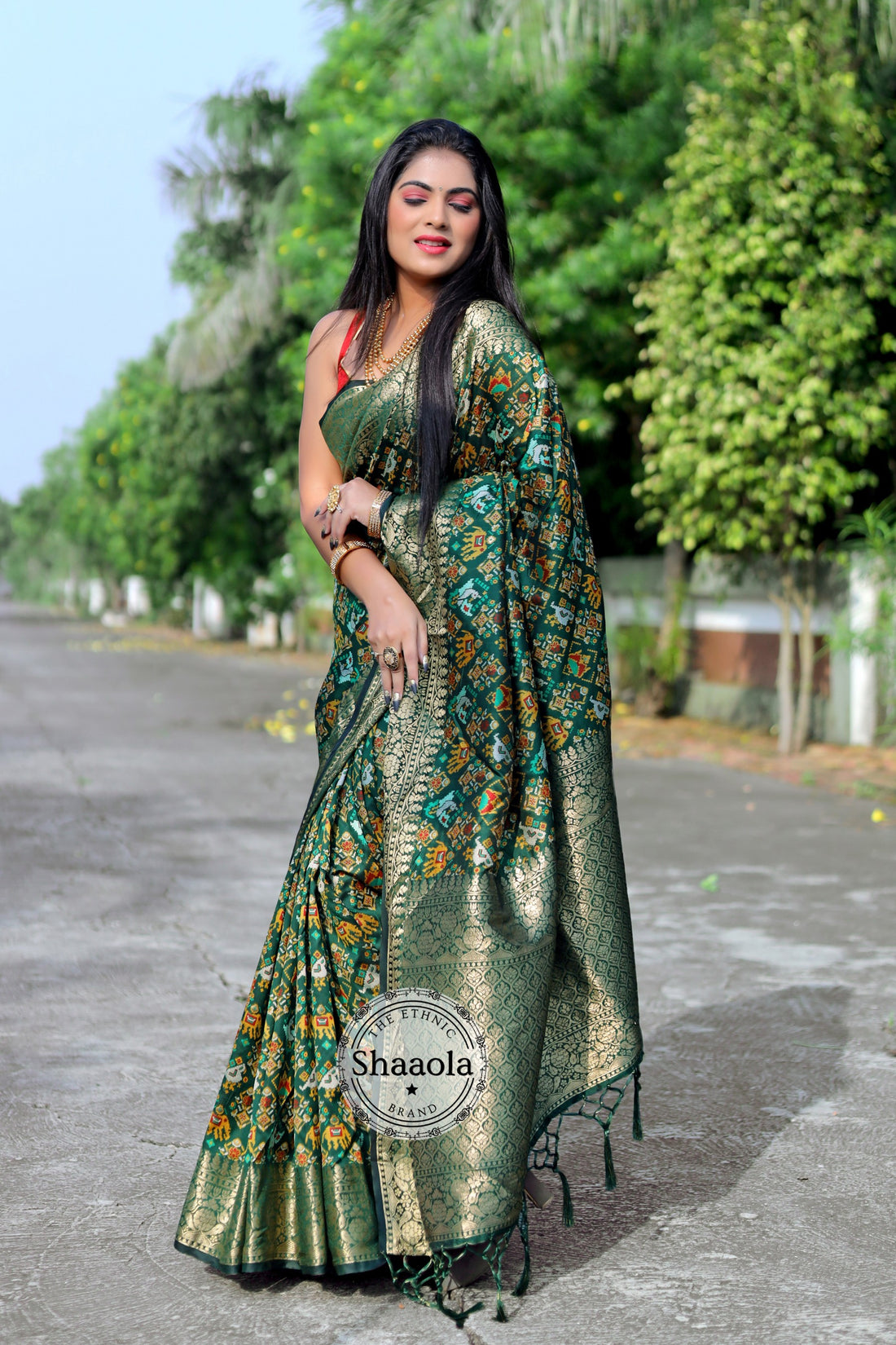 Green Woven Patola Silk Saree