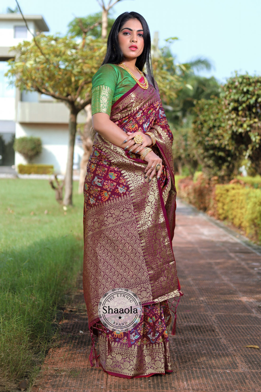 Wine Woven Patola Silk Saree