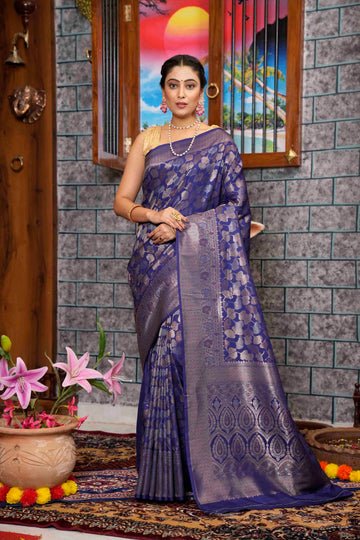 Royal Blue Woven Kanjivaram Silk Saree