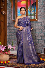 Royal Blue Woven Kanjivaram Silk Saree