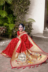 Red Soft Silk Paithani Saree