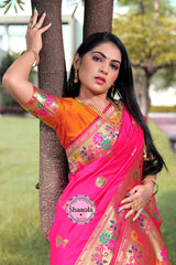 Pink Soft Silk Paithani Saree