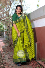 Lemon Green Soft Silk Saree With Embroidered Blouse