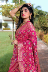 Pink Woven Patola Silk Saree