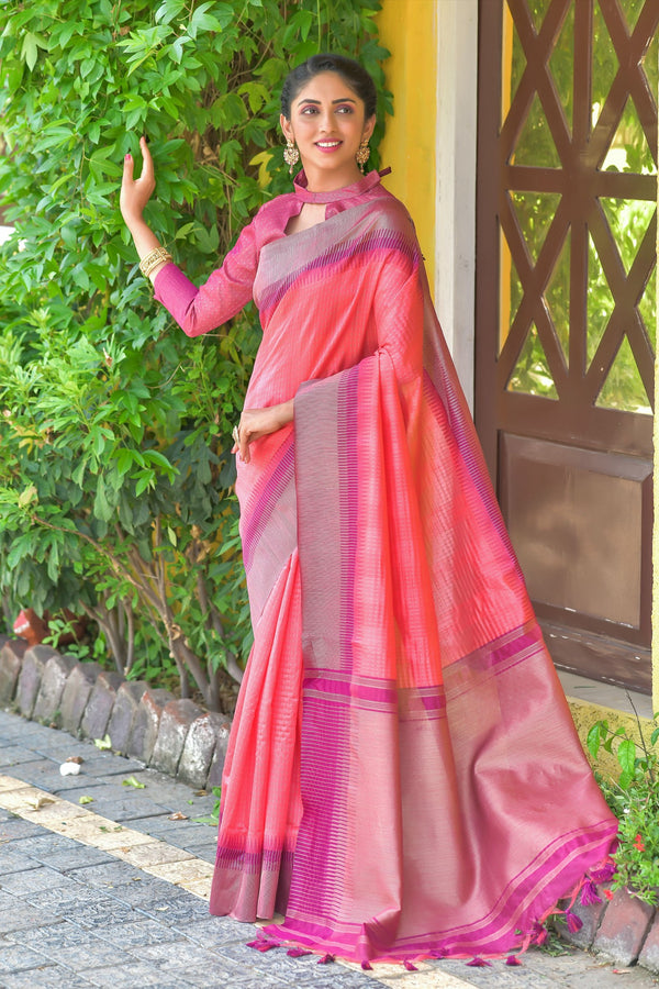 Magenta Pink South Silk Saree
