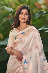 Cream Paithani Silk Saree