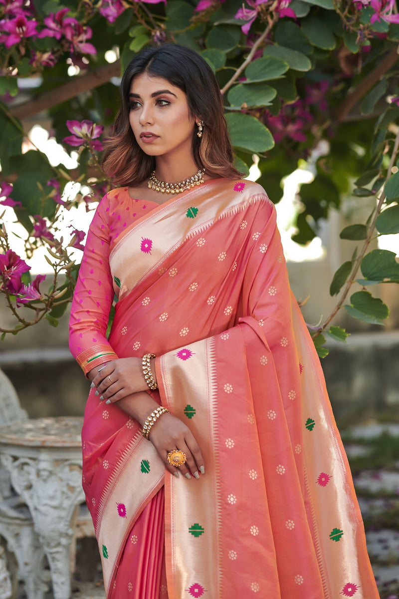 Vivid Pink Paithani Silk Saree