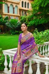 Indigo Purple Kashmiri Weaving Silk Saree