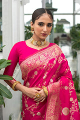 Brink Pink Banarasi Silk Saree
