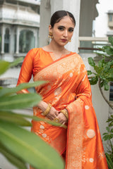 Sienna Orange Banarasi Silk Saree