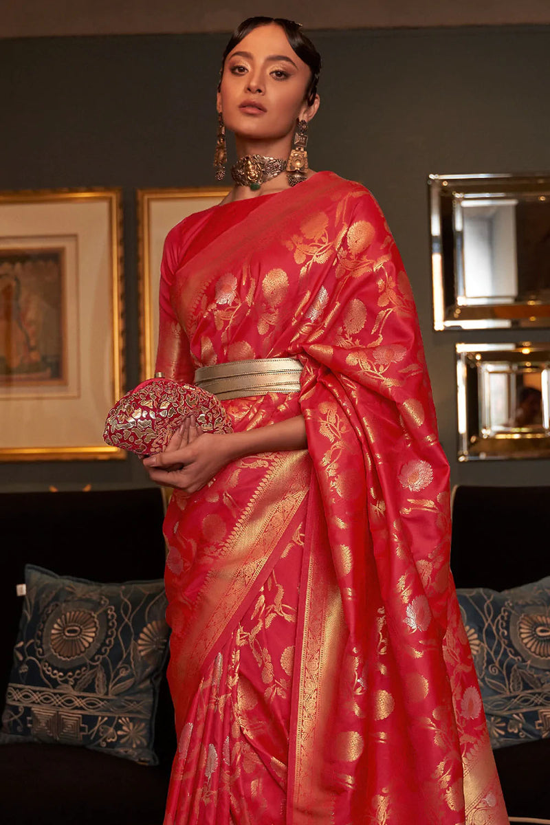 Red Woven Kanjivaram Silk Saree