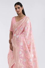 Pink Linen Silk Saree