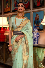 Fern Green Copper Zari Weaving Modal Silk Saree