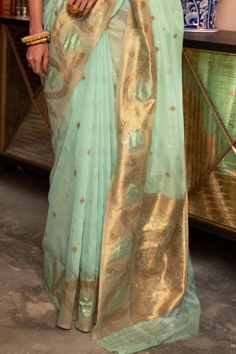 Fern Green Copper Zari Weaving Modal Silk Saree