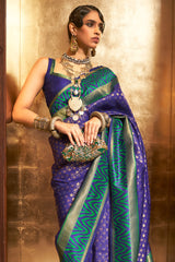 Royal Blue And Green Kanjivaram Silk Saree