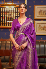 True Purple Soft Satin Silk Saree