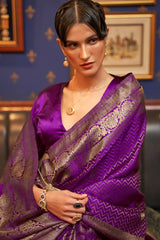 True Purple Soft Satin Silk Saree