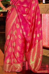 Hot Pink Soft Kanjivaram Silk Saree