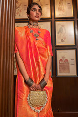 Thulian Pink Woven Kanjivaram Silk Saree