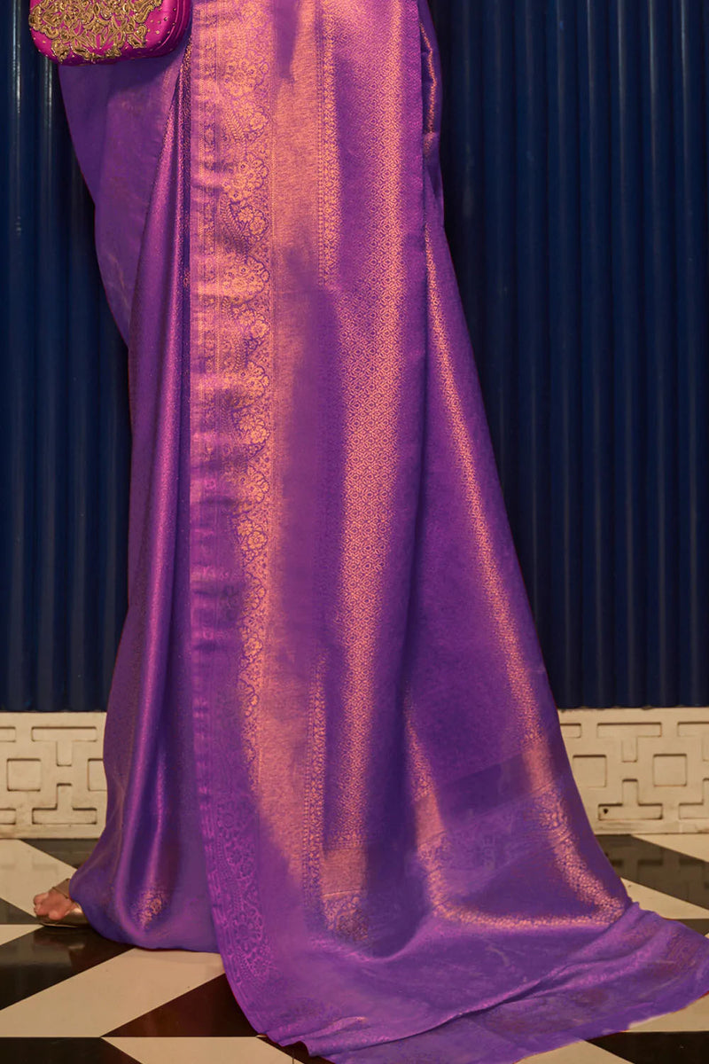 Mauve Violet Kanjivaram Silk Saree
