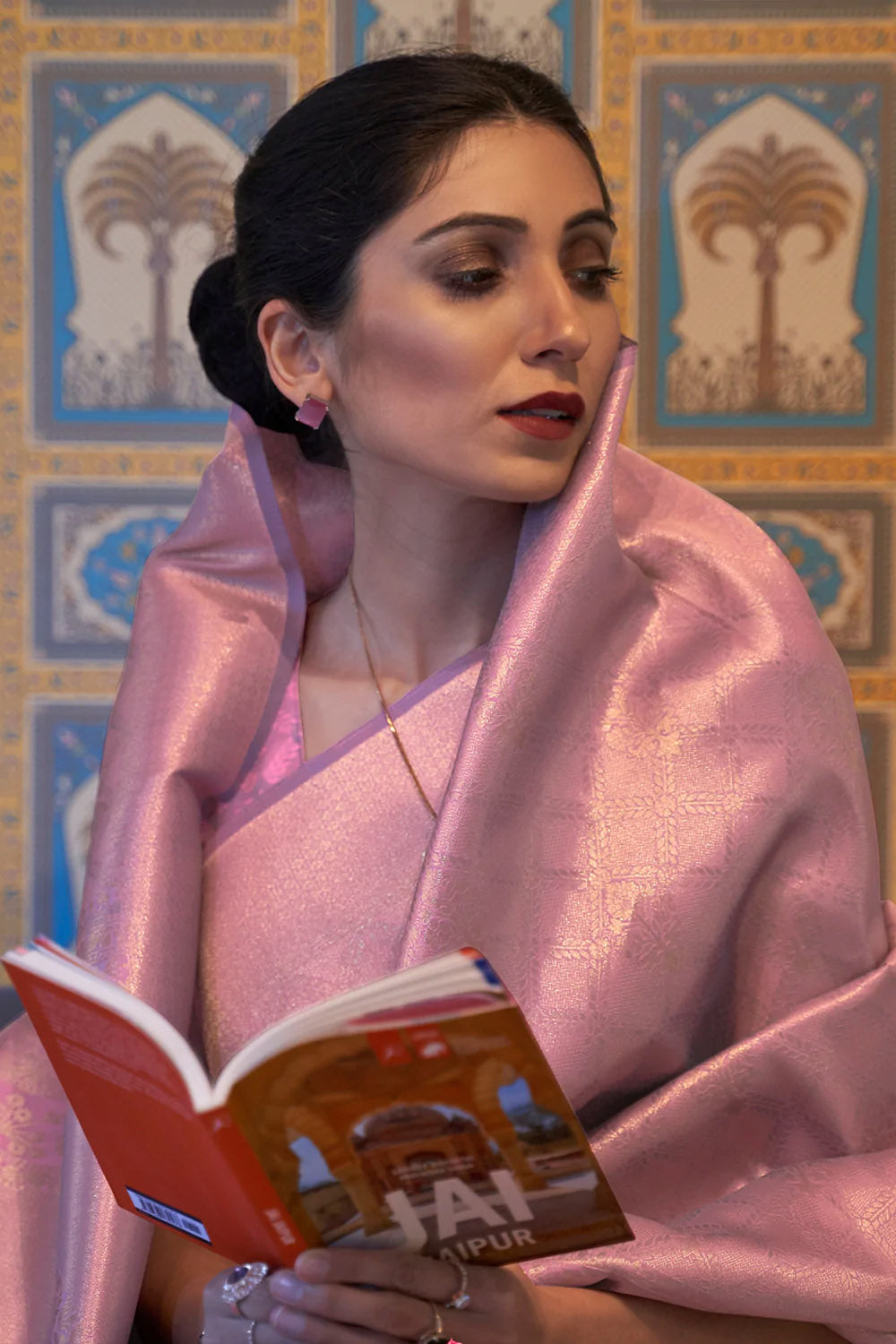 Flamingo Pink Woven Kanjivaram Silk Saree