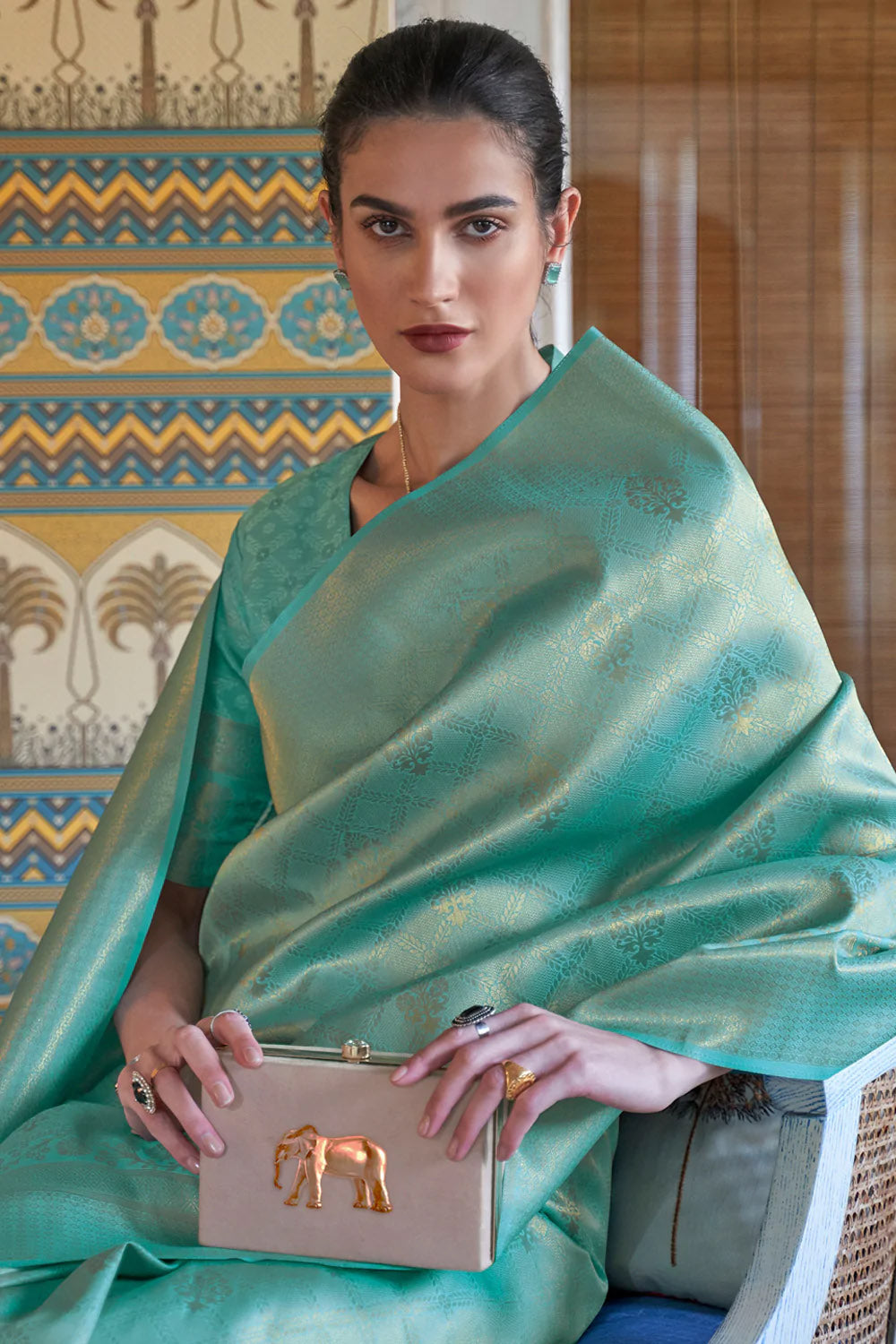 Mint Green Woven Kanjivaram Silk Saree