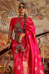 Rose Red Kanjivaram Silk Saree