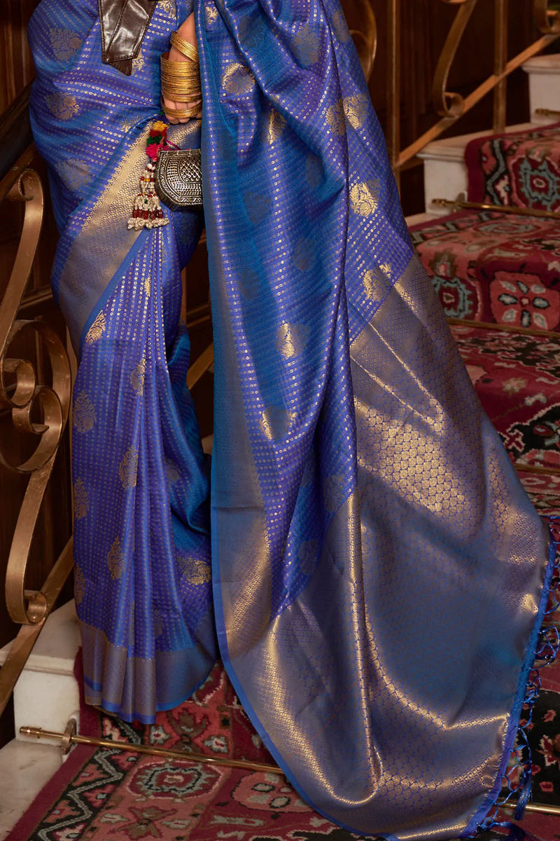 Indigo Blue Kanjivaram Silk Saree