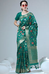 Jade Green Weaving Tussar Silk Saree
