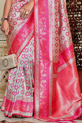 Flamingo Pink Banarasi Silk Saree