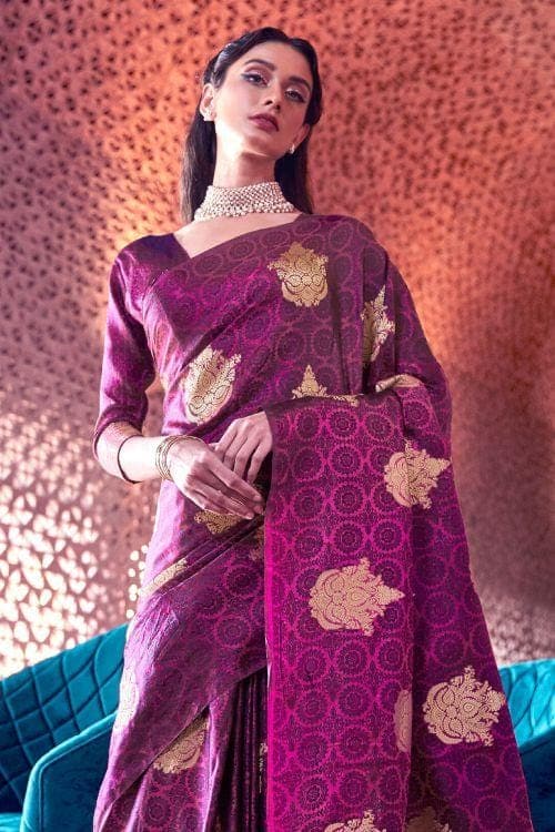Magenta Purple Banarasi Silk Saree