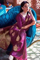 Magenta Purple Banarasi Silk Saree
