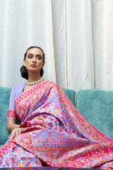 Lavender Purple Soft Modal Silk Saree With Kashmiri Weaving