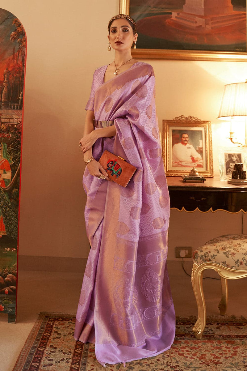 Blush Purple Banarasi Silk Saree