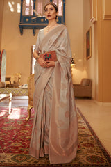 Light Grey Banarasi Silk Saree