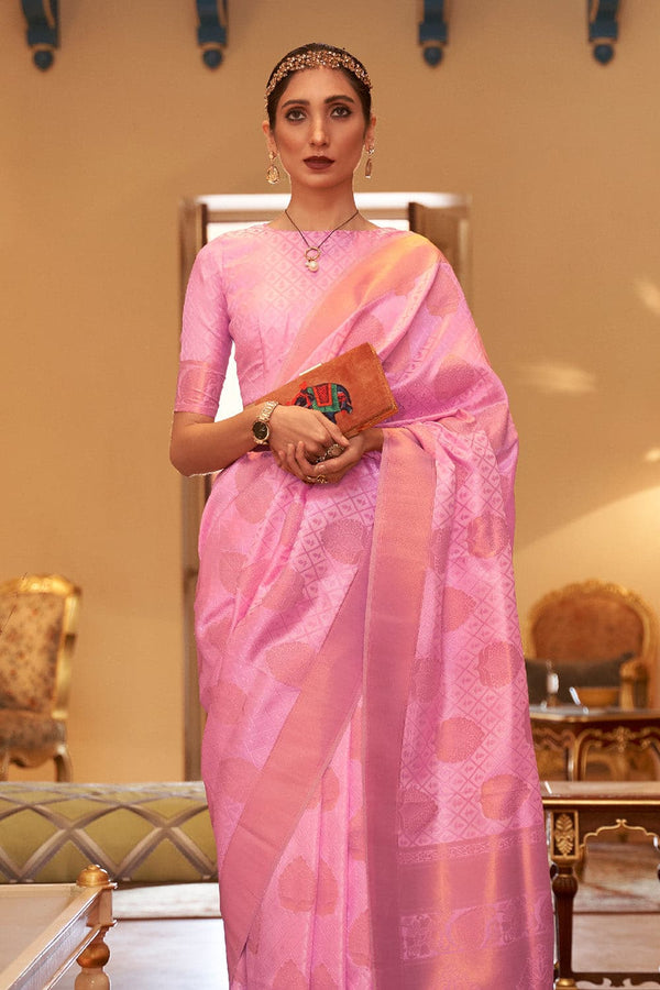Taffy Pink Banarasi Silk Saree