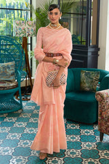 Rose Pink Chikankari Sequins Lucknowi Weaving Cotton Silk Saree