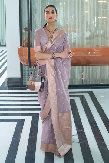 Amethyst Purple Banarasi Modal Silk Saree