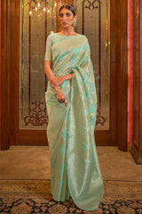 Fern Green Modal Silk Weaving Saree - Sequins Edition