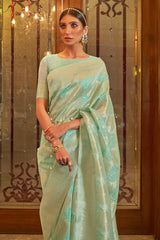 Fern Green Modal Silk Weaving Saree - Sequins Edition