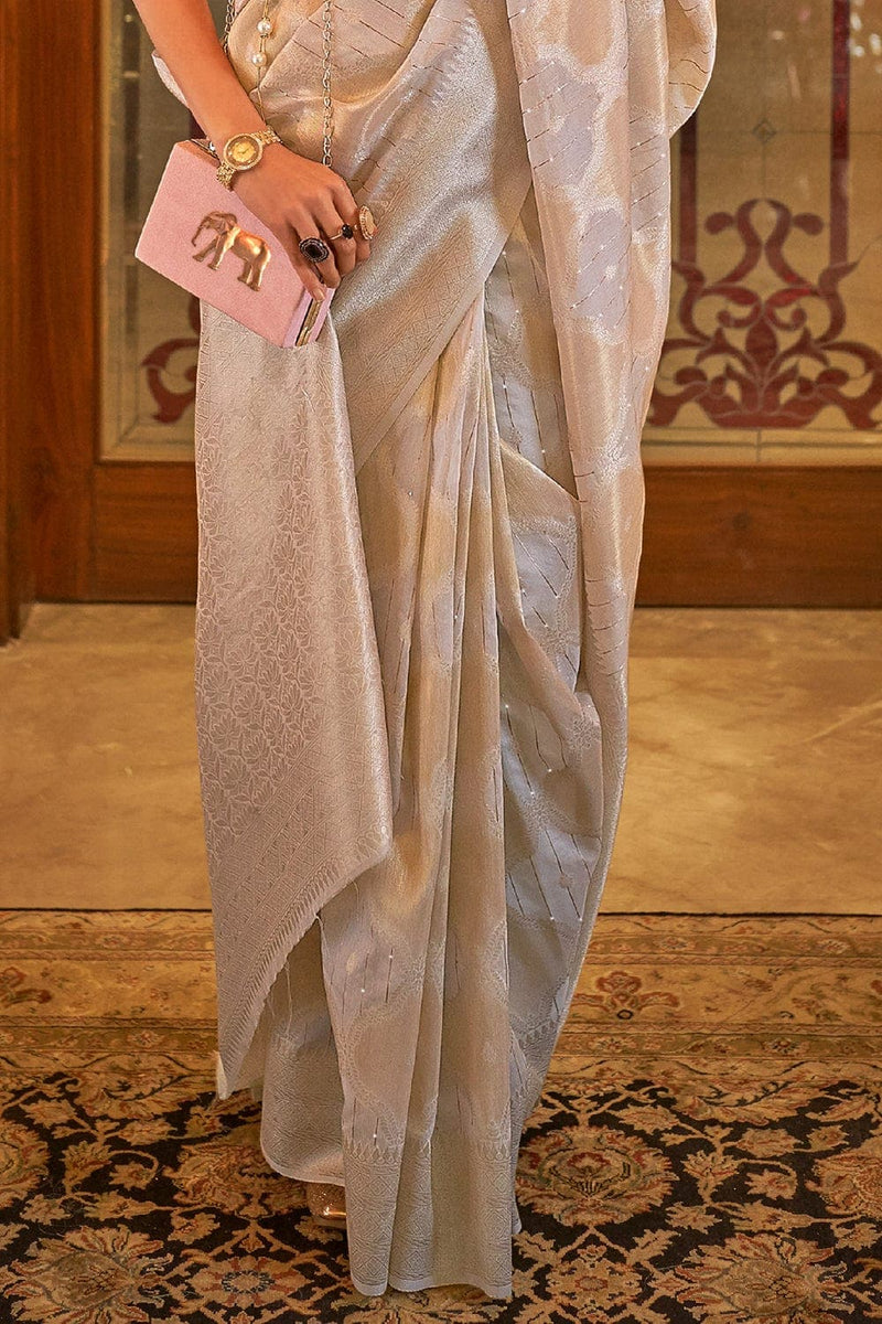 Lava Grey Modal Silk Weaving Saree - Sequins Edition