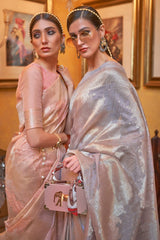 Peach Modal Silk Weaving Saree - Sequins Edition